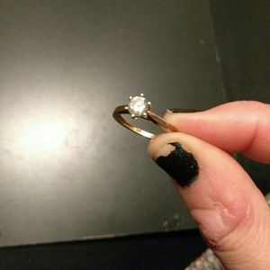 Rose gold plated simulated diamond ring